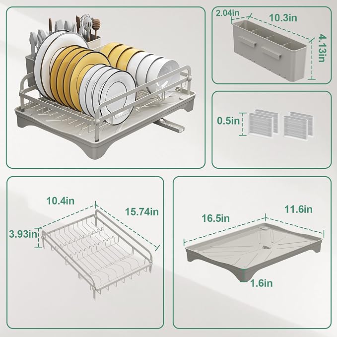 Dish Drying Rack, Dish Racks for Kitchen Counter, Metal Dish Drainer - Image 3