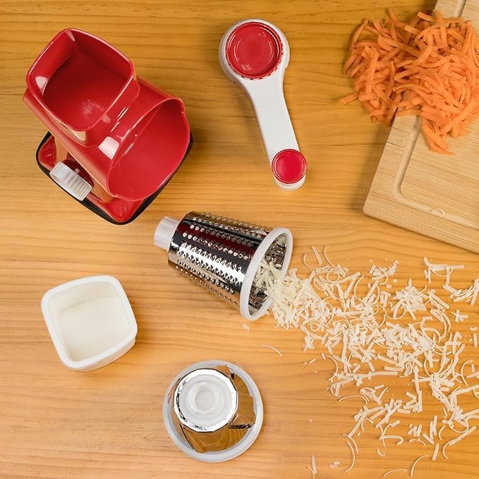 KEOUKE Rotary Cheese Grater Hand Crank Red - Image 7
