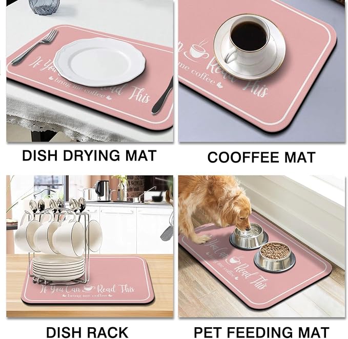 Coffee Bar Mat for Countertops 19inx12in, Absorbent Hide Stain Anti-Slip Cafe - Image 8
