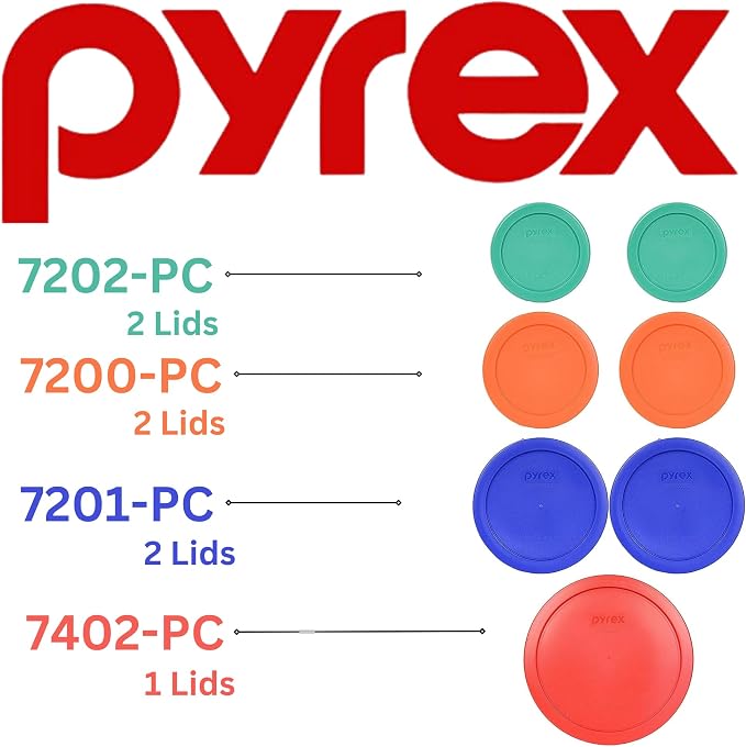 Pyrex 7202-PC Green, 7200-PC Orange, 7201-PC Cobalt Blue, 7402-PC Red Food - Image 3