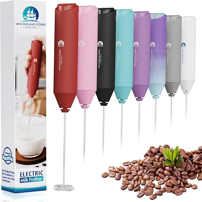 Powerful Milk Frother Handheld Foam Maker, Mini Whisk Drink Mixer by NewEnglandStories
