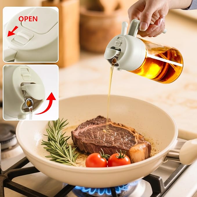 SWEET VIEW Oil Sprayer for Cooking, 16oz/470ml Glass Oil Dispenser/Pour Bottle - Image 4