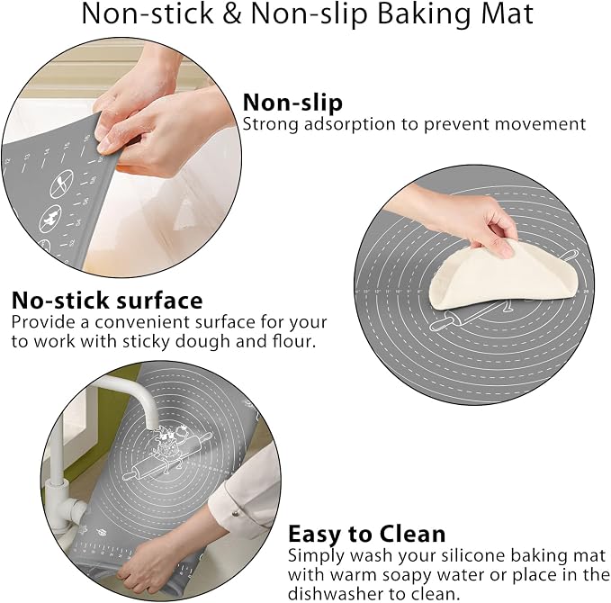 Silicone Baking Mat 24" x 16" Extra Thick Non-stick Pastry Mat - Image 4