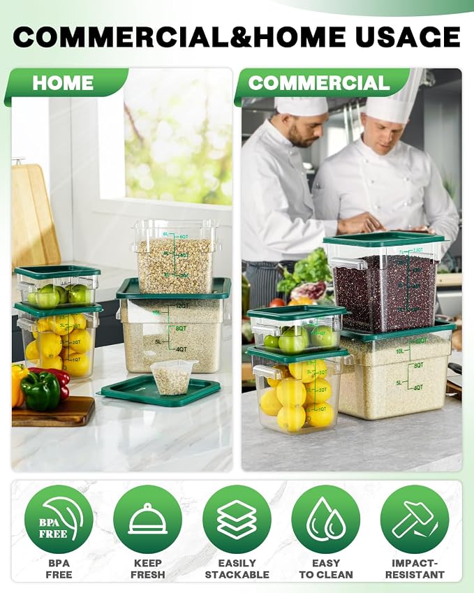 6QT NSF Food Storage Containers: 6PCS Commercial Clear Food Storage Containers - Image 5