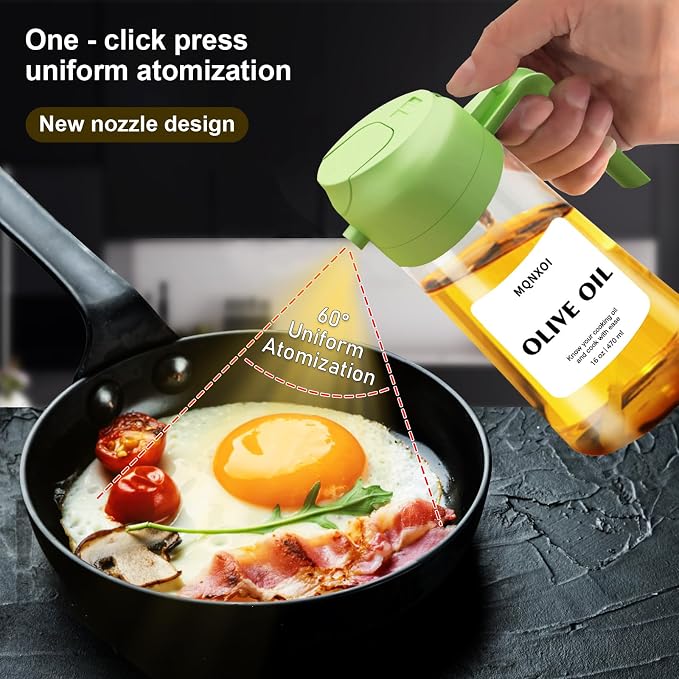 2 in 1 Glass Oil Sprayer & Dispenser, 16oz/470ml Olive Cooking, Air Fryer - Image 3