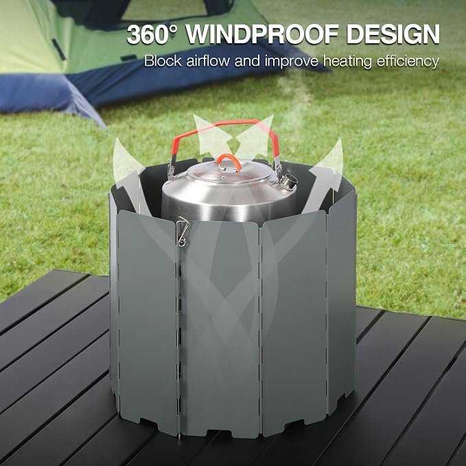 REDCAMP 10 Plates Folding Camping Stove Wind Screen, Heavy-Duty Iron Outdoor - Image 6