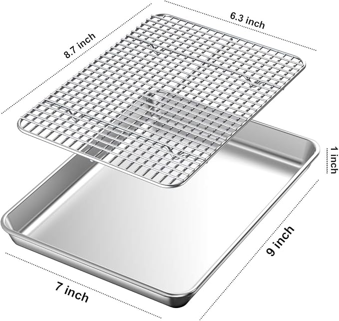 Baking Sheet with Rack Set, Wildone Stainless Steel Cookie Sheet Baking Pan - Image 2