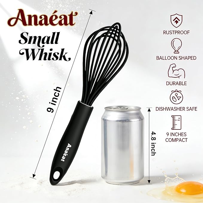 Anaeat 9" Silicone Balloon Whisk, Milk and Egg Beater Blender, Heat Resistant - Image 6
