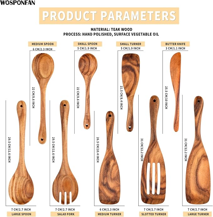 Wooden Cooking Utensils Set, Slotted Spoon, Handmade Modern Kitchen Utensils - Image 2