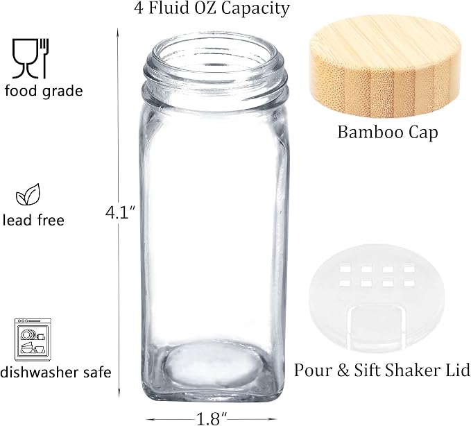 SWOMMOLY 48 Glass Spice Jars - Image 3