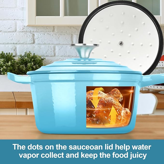 HaSteeL 2 QT Cast Iron Saucepan, Mini Enamel dutch oven - Image 5