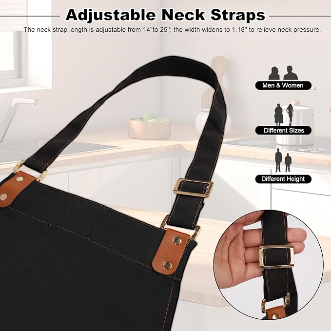 Chef Aprons for Women Men with Pockets, Oil-Repellent & Water-Resistant - Image 5