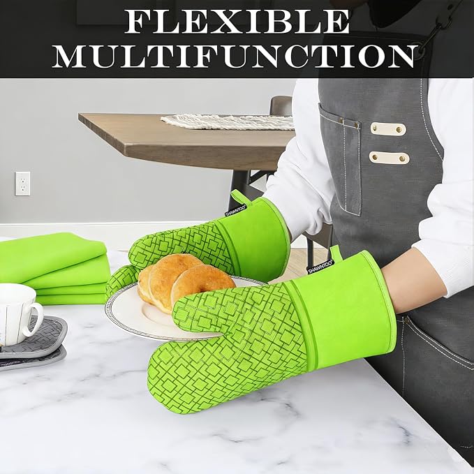 Oven Mitts and Pot Holders Sets 6pcs, Kitchen Oven Glove, High Heat Resistant - Image 5