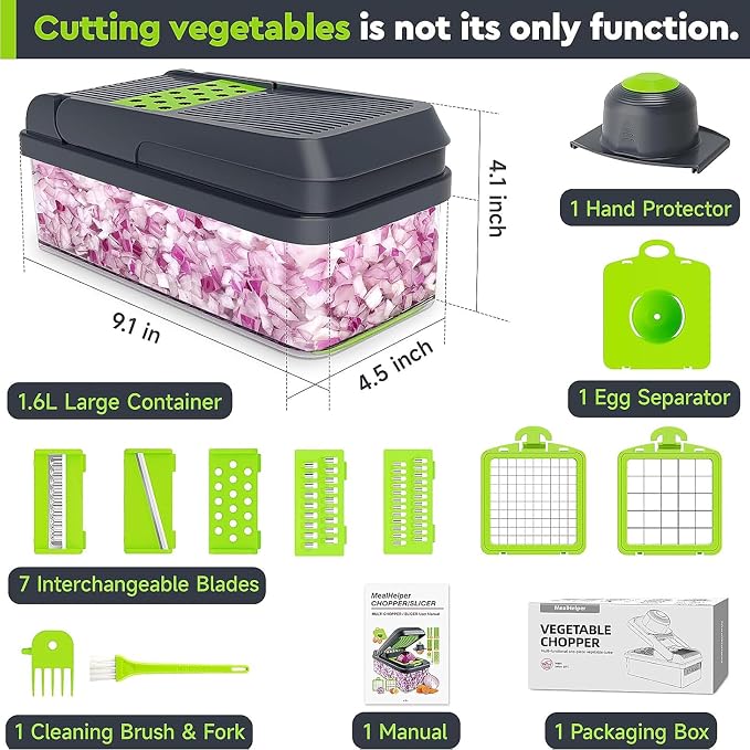 MealHelper 12-in-1 Vegetable Chopper, 7 Blade Veggie Chopper, Practical Food - Image 2