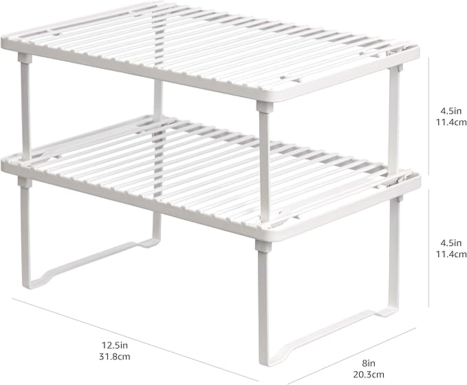 Amazon Basics Space-Saving Stackable Metal Kitchen Cabinet Organizer Shelves - Image 6