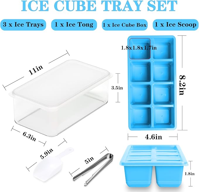Ice Trays for Freezer with Lid and Bin, JRISBO 6 Pack Silicone Ice Cube Tray - Image 4