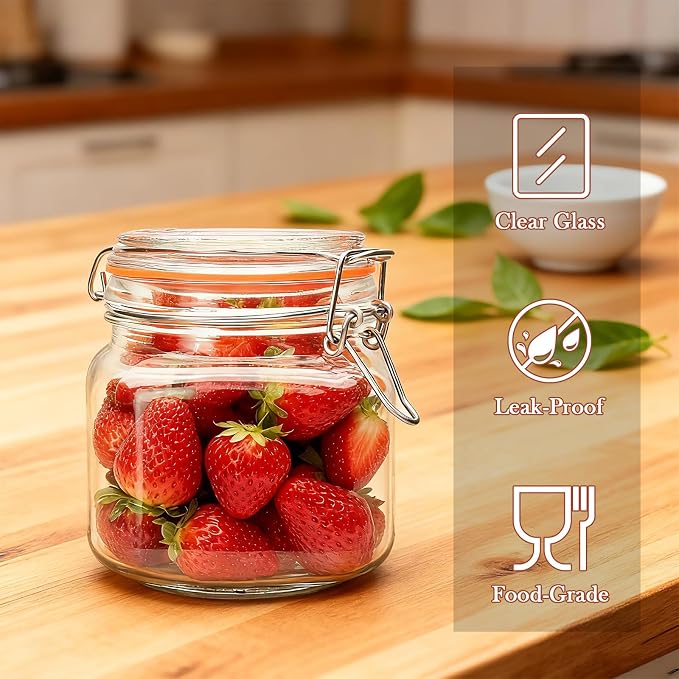 25 oz Glass Jars With Airtight Lids And Leak Proof Rubber Gasket, Wide Mouth - Image 7