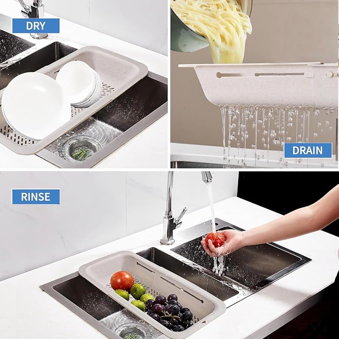 LASSHSWA Collapsible Colander for Kitchen, Over the Sink Strainer Basket for - Image 3