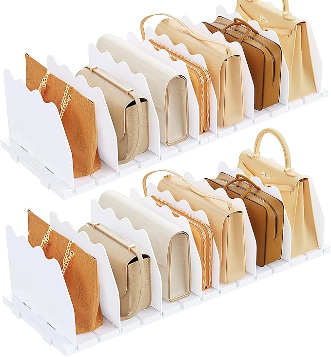 SPACEKEEPER Shelf Divider for Closet, 2 Pack Adjustable Purse Organizers by SPACEKEEPER