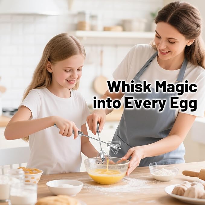 2026 Upgraded Semi-Automatic Stainless Steel Egg Beater – Hand Push Whisk - Image 7