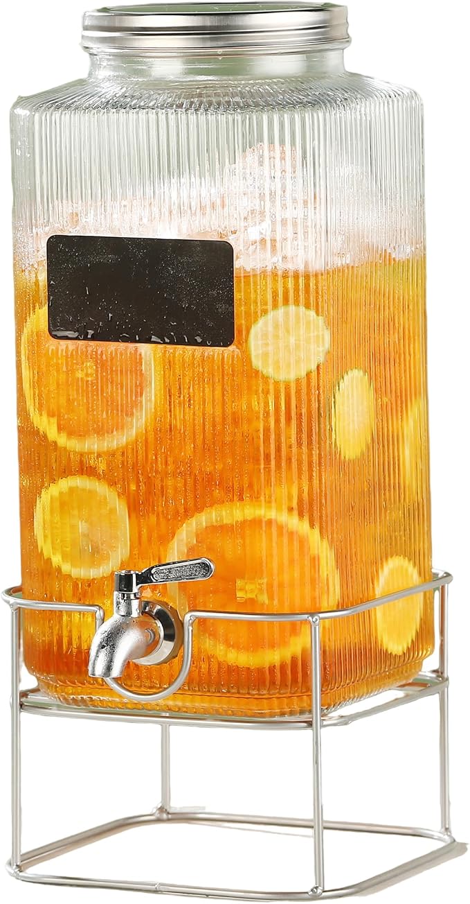 Lulonpon 6L Glass Drink Dispenser, Beverage Dispenser by Lulonpon