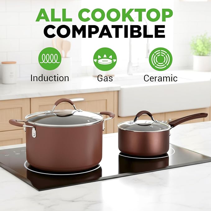NutriChef 20 Piece Professional Home Kitchen Cookware and Bakeware, Pots and - Image 2