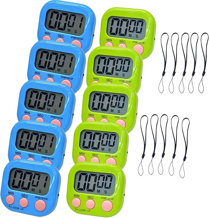 2 Pack Small Digital Kitchen Timer Magnetic Back and On/Off, Classroom Timers by Soseelnee
