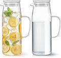Hsei 2 Sets Glass Pitcher with Lid, 67.6 oz / 2000 ml Water Carafe with Handles by Hsei