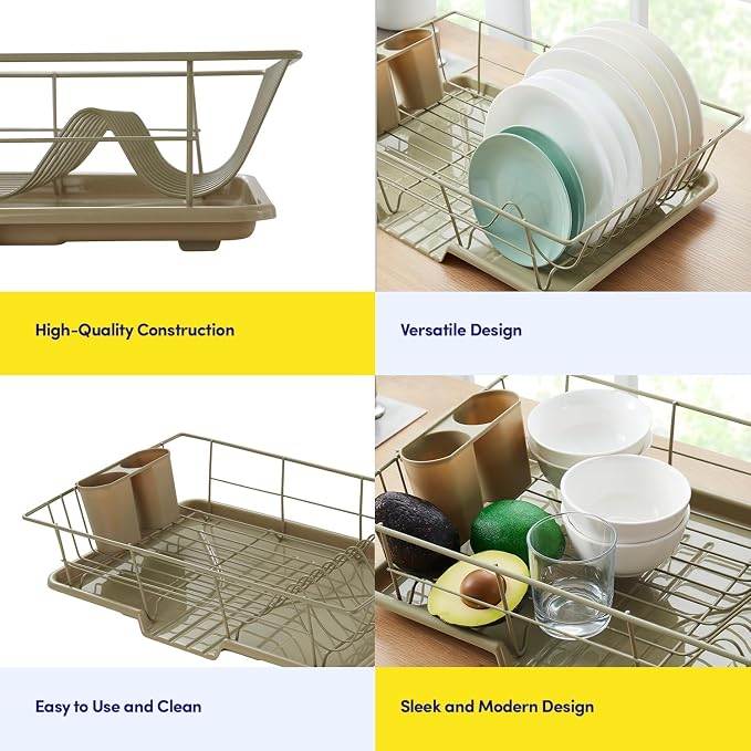 Space-Saving 3-Piece Dish Drainer Rack Set: Efficient Kitchen Organizer - Image 6