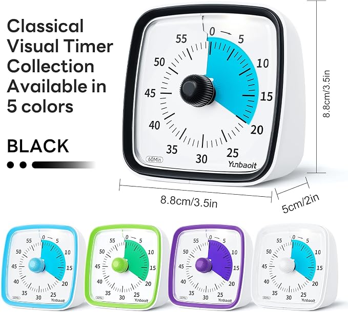 Yunbaoit Visual Timer with Night Light, 60-Minute Countdown Timer - Image 6