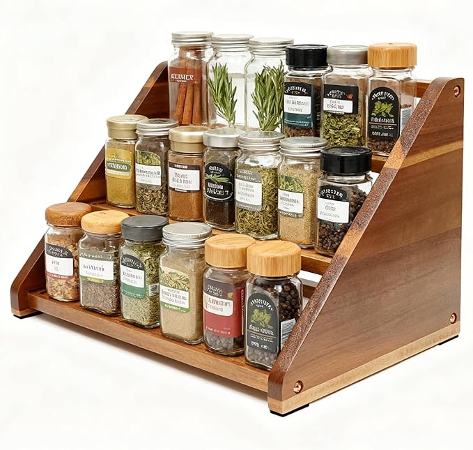 Acacia Wooden Spice Rack for Countertop by Arflo