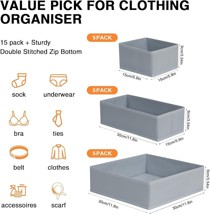 DIMJ Drawer Organizer Clothes 18 Pack - Image 2