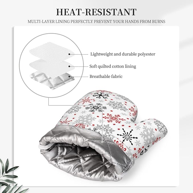 Christmas Winter Snowflake Oven Mitts and Pot Holders Set - Image 4
