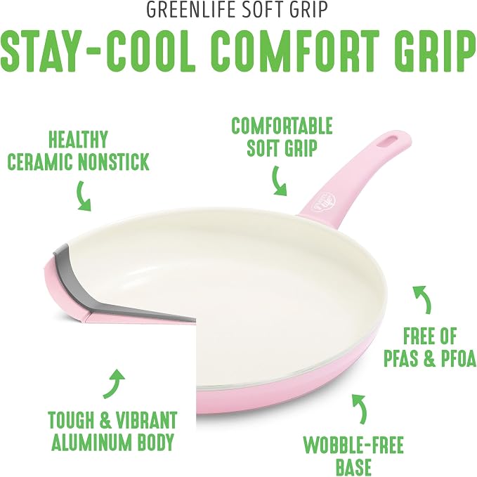 GreenLife Soft Grip Healthy Ceramic Nonstick 18 Piece Kitchen Cookware Pots and - Image 4
