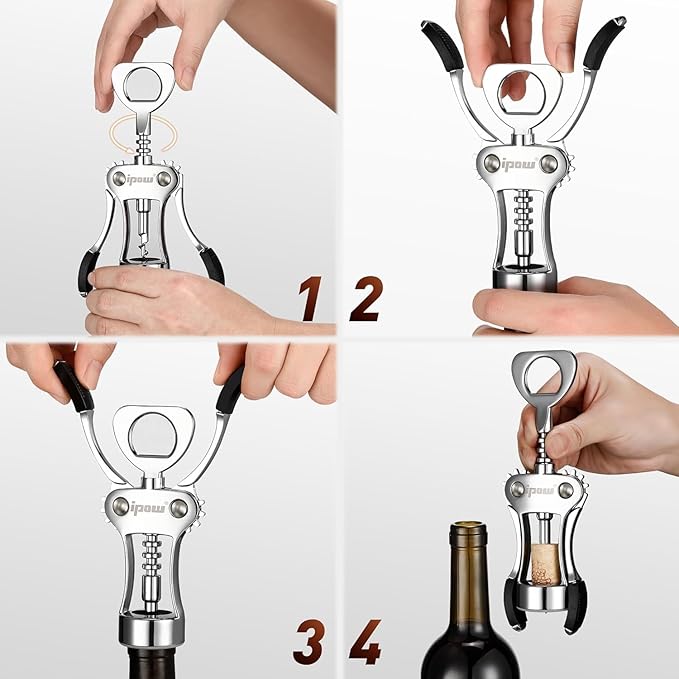 IPOW Wine Opener, Zinc Alloy Wine Bottle Opener, Wing Corkscrew Heavy Duty - Image 8