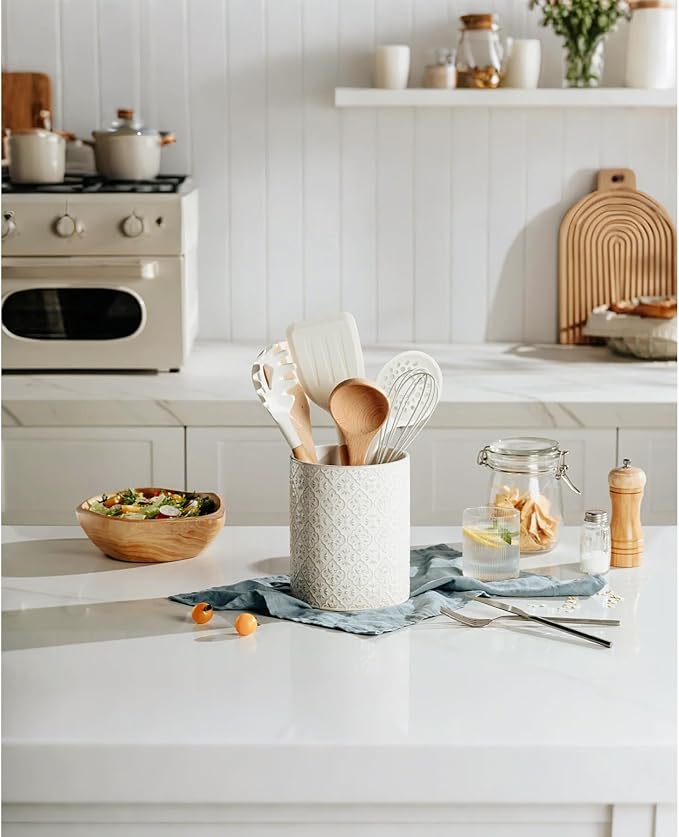 Kitchen Utensil Holder, 6x7 inch Large Ceramic Utensil Holder - Image 6