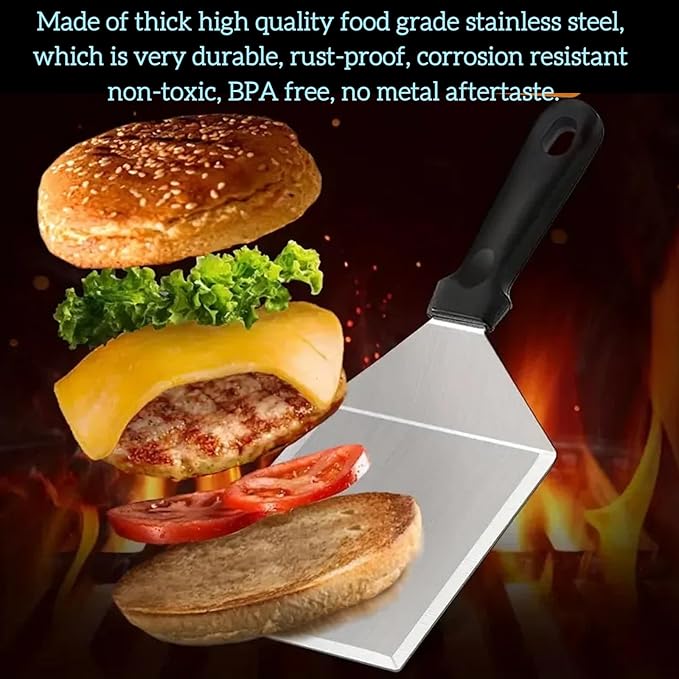 Extra Wide Spatula, Large Metal Spatula Heavy Duty Stainless Steel Spatulas - Image 4