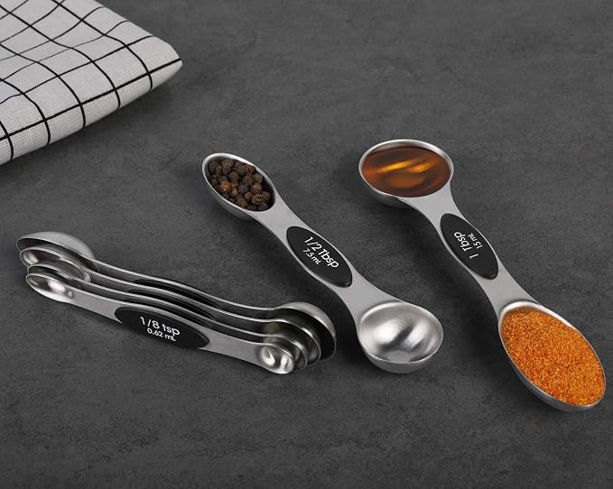 Magnetic Measuring Spoons Set Stainless Steel Dual Sided Stackable Teaspoon - Image 7