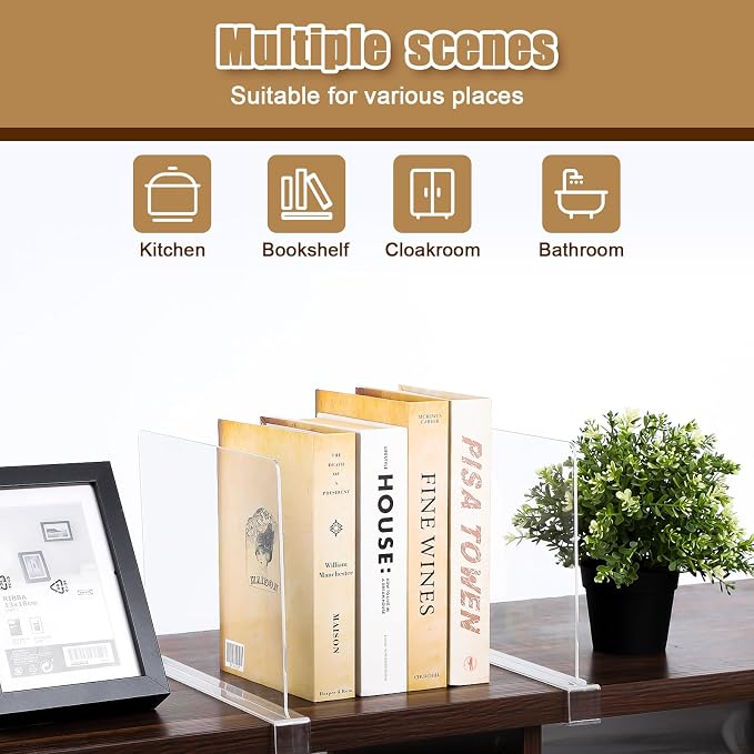 xydstay 6 Pack Clear Acrylic Shelf Dividers - Image 6