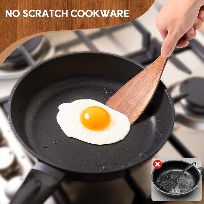 Wooden Spoons for Cooking, Comfortable Grip, Heat Resistant Kitchen Utensils - Image 4