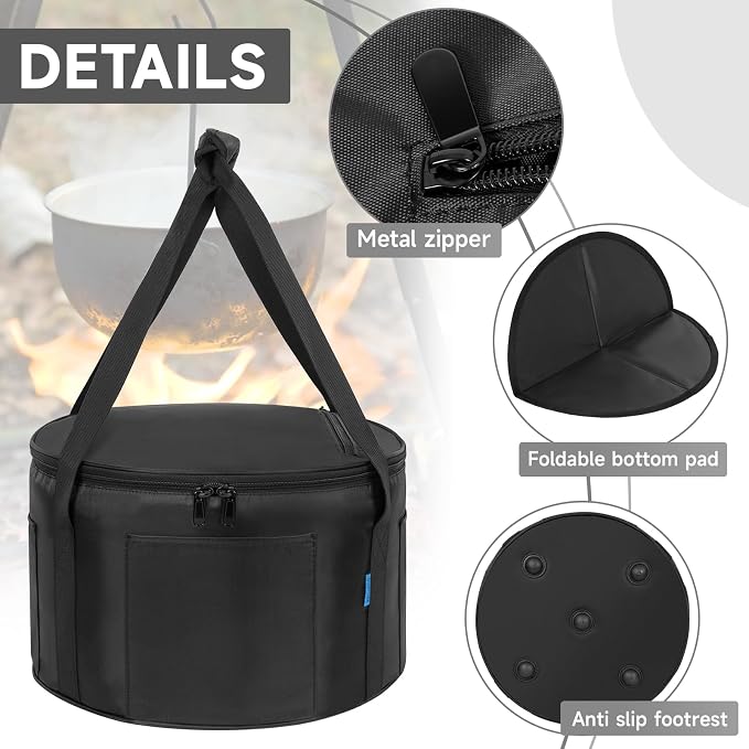 Dutch Oven Bag for 12 Inch, Durable Camp Dutch Oven Storage Bag, Carry Bag - Image 2