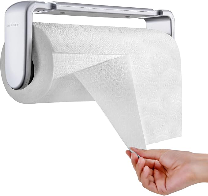 simpletome Paper Towel Holder ONE Hand Tear Adaptive Tension Arm Adjustable by simpletome
