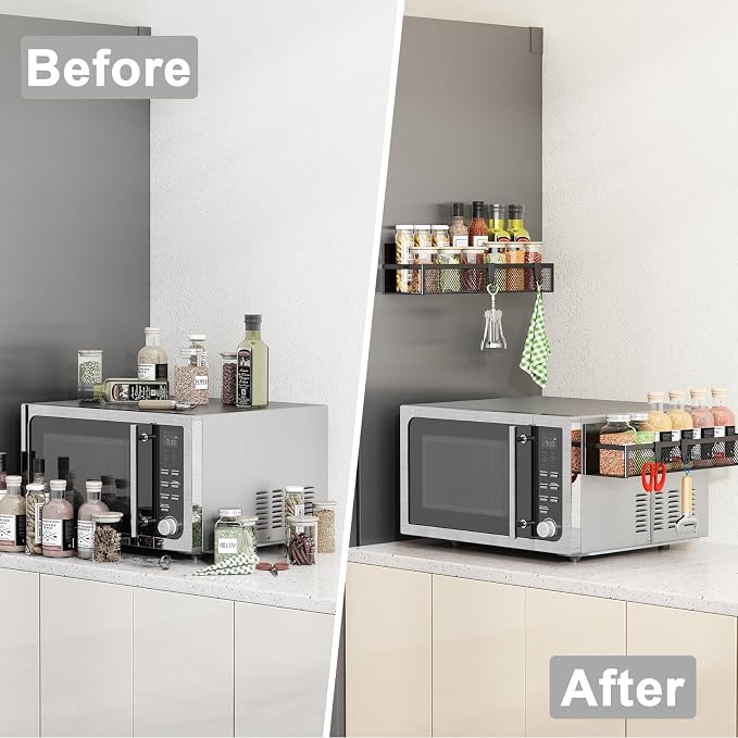 Aufworld Magnetic Spice Rack for Refrigerator, 2 Pack Magnetic Shelf, Fridge - Image 7
