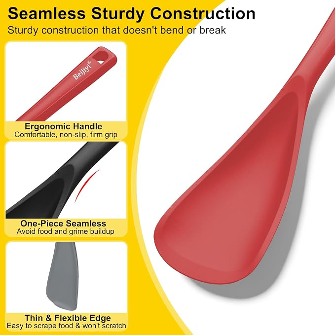 Beijiyi 3 Pack Silicone Cooking Spoons, 12.6 In Multifunction Spatula Spoon - Image 3