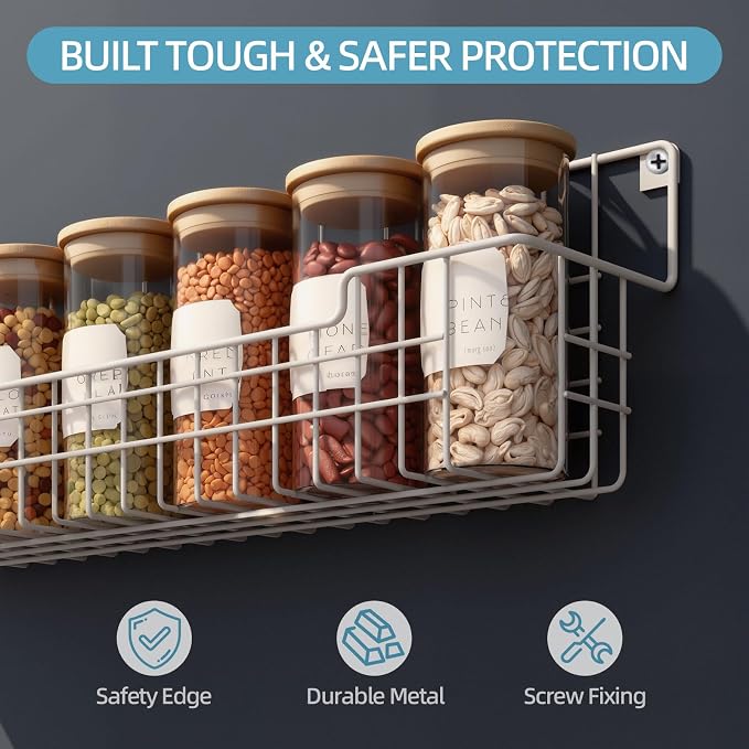 Spice Rack Wall Mount 4 Pack, Metal Wall Mounted Spice Rack Organizer - Image 2