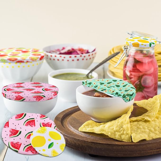 Patelai 10 Pcs Bowl Covers Reusable in 5 Size Stretch Cloth Fabric Elastic Food - Image 6