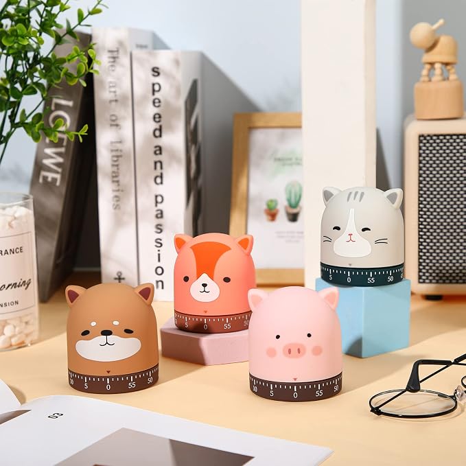 Queekay 4 Pcs Kitchen Cooking Timer Animal Mechanical Timer 60 Minute Wind up - Image 7