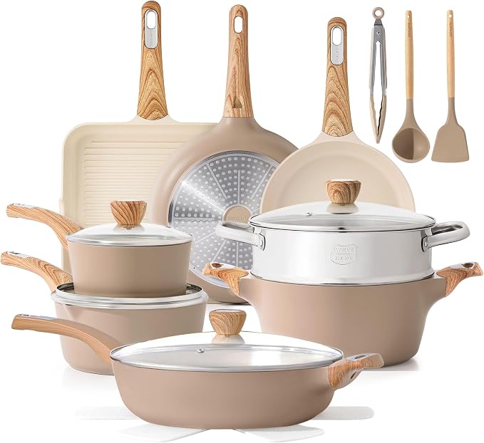 SENSARTE Ceramic Cookware Sets, Pots and Pans Set Nonstick, 20-Piece Induction by SENSARTE