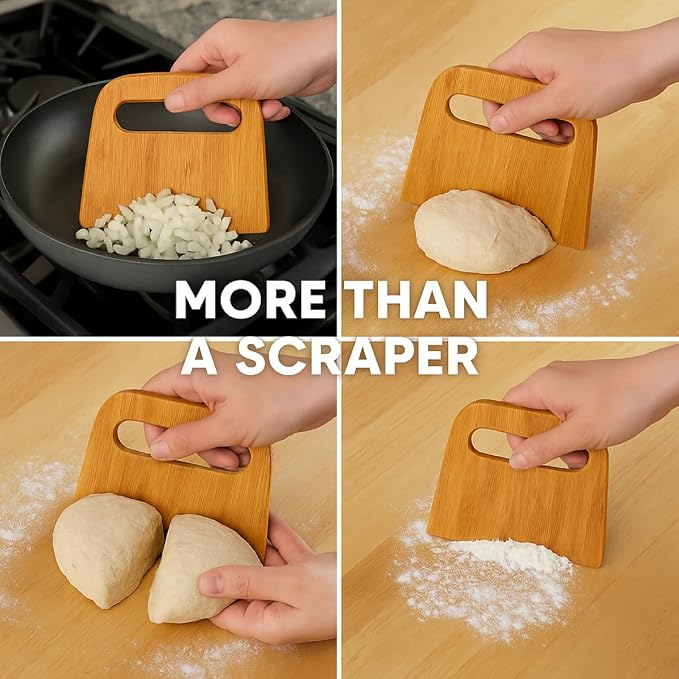 Mrs. Anderson’s Baking Bench Dough Scraper, Natural Bamboo 5.91" x 5.63" - Image 3