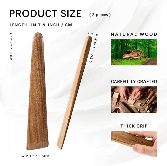 Wooden Spatula for Cooking Set of 2 – 12 Inch Acacia Wood Spatula - Image 2
